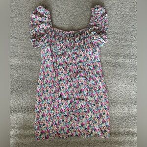 Astr Floral Mini Dress with Ruffled Sleeves Key Hold Sweetheart XL